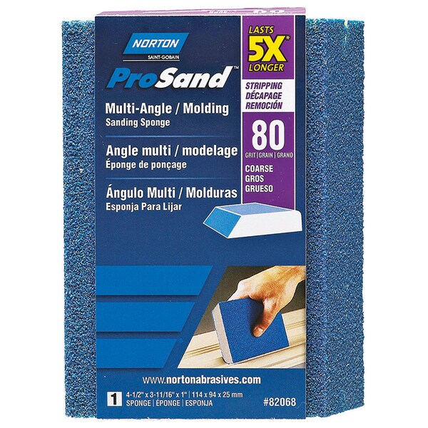 Norton Co 4-1/2" x 3-11/16" x 1" ProSand Sanding Sponge Multi-Angle Coarse 80Gr - 82068
