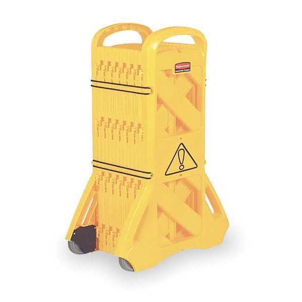 Zoro Select Portable Barricade, Polypropylene, 40" Height, 13 ft Length, 34 lb, Yellow - FG9S1100YEL