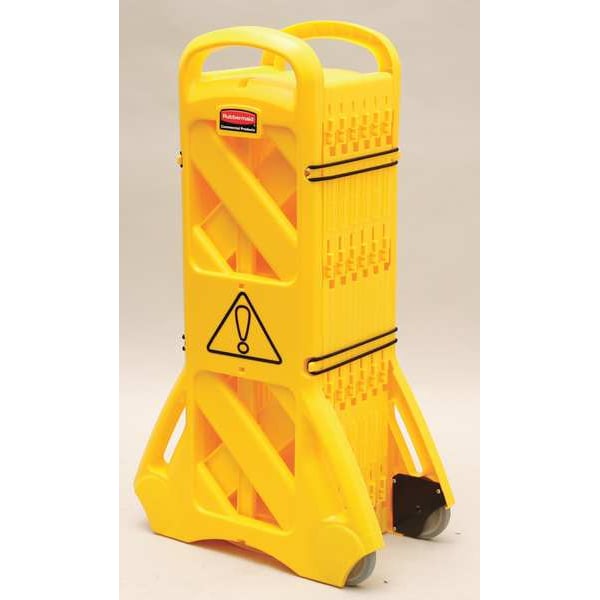 Zoro Select Portable Barricade, Polypropylene, 40" Height, 13 ft Length, 34 lb, Yellow - FG9S1100YEL