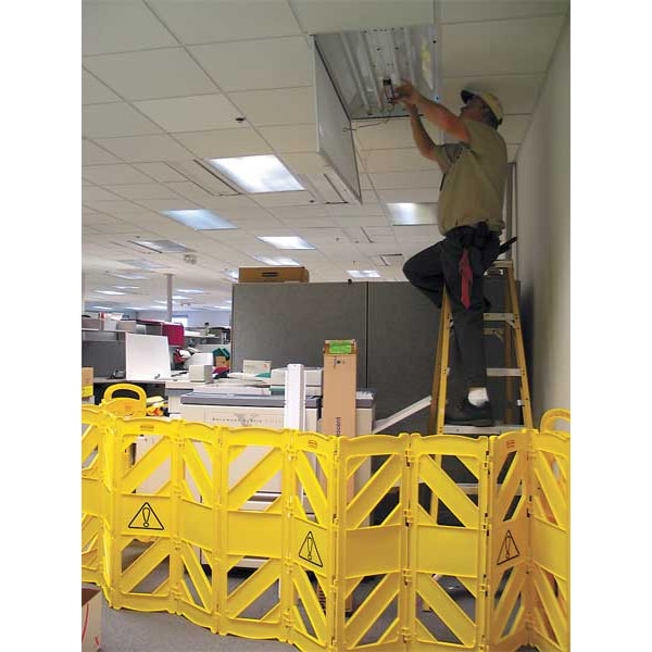 Zoro Select Portable Barricade, Polypropylene, 40" Height, 13 ft Length, 34 lb, Yellow - FG9S1100YEL