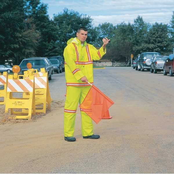 Zoro Select Handheld Warning Flag, Fluorescent Orange, Vinyl Mesh, 30 in Dowel - SFKV18-30