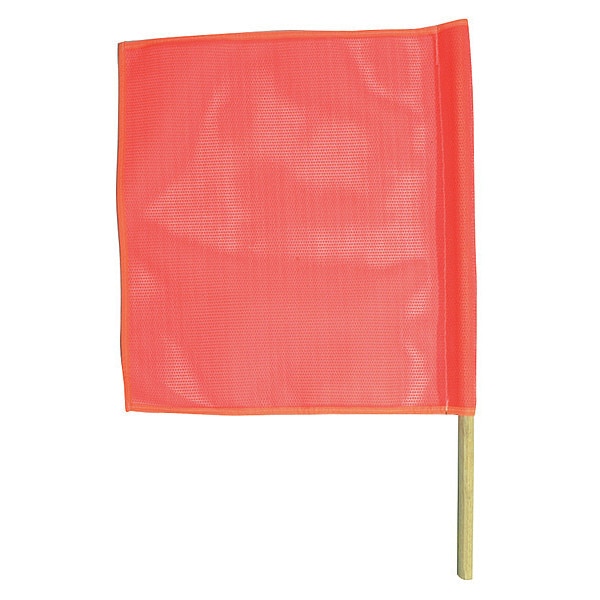 Zoro Select Handheld Warning Flag, Fluorescent Orange, Vinyl Mesh, 30 in Dowel - SFKV18-30