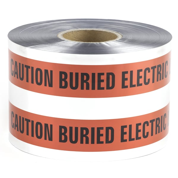 Dottie Detectable Warning Tape, Caution Buried Electric Line Below, Red, Foil Bonded Polyethylene - DU601