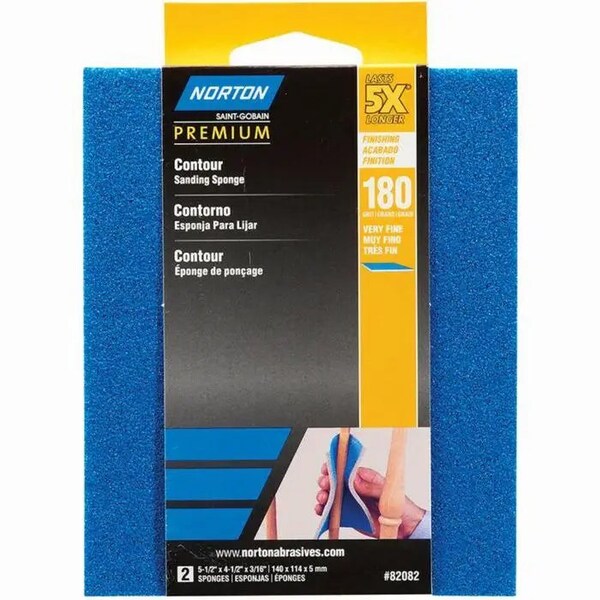 Norton Co ProSand 5X Contour Sanding Pad, Fine, PK 2 - 82082