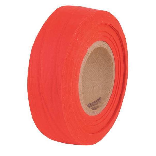 Zoro Select Flagging Tape, No Legend, Red, 1 in Wide x 100 ft Length, Wood Fiber, 3 mil - BDR-200