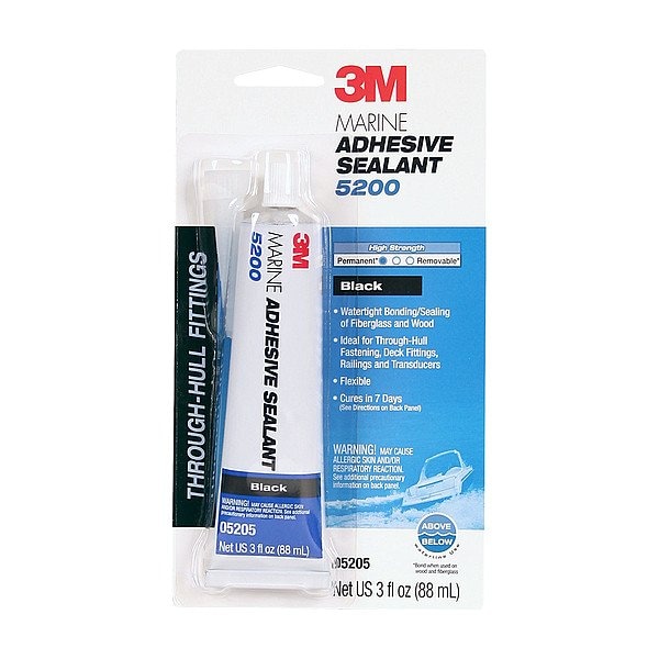 3M Marine Adhesive Sealant 5200, Cartridge, Black, Polyurethane Base - 5200