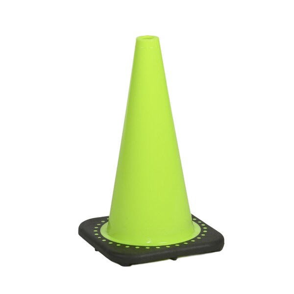 Mutual Industries Traffic Cone with 3 lb. Plain Finish, PK2, Plastic, 18 in Height, 10 in Length, 3 pounds, Lime - M17716-18-3