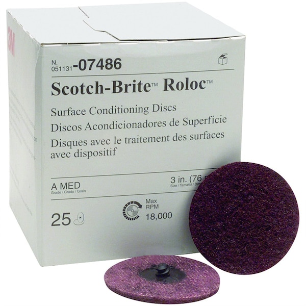 3M Automotive Disc, Sanding, 3 In. Medium Scotch Brite Roloc Surface Conditioning - MMM7486