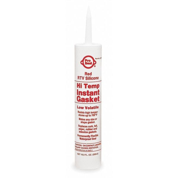 Pro Seal RTV Silicone Gasket Maker, Low Volatile Hi-Temp, 11.1 oz, Cartridge, Red - 80728
