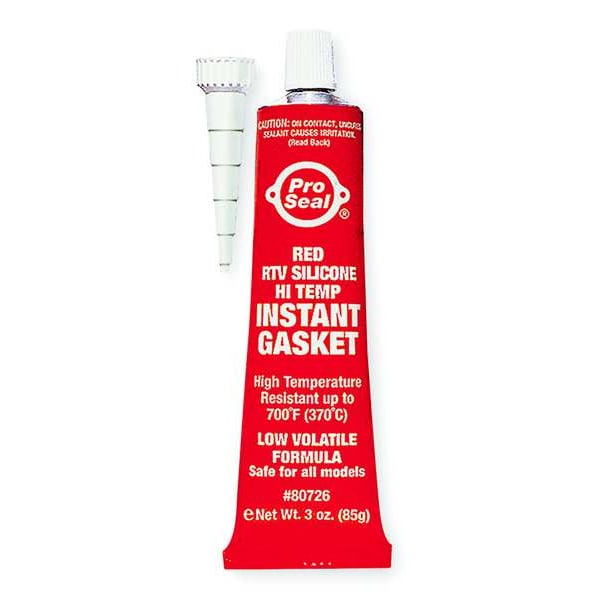 Pro Seal High Temp., Sensor-Safe RTV Silicone Sealant, 3 oz, Red, Temp Range -70 to 650 Degrees F - 80726