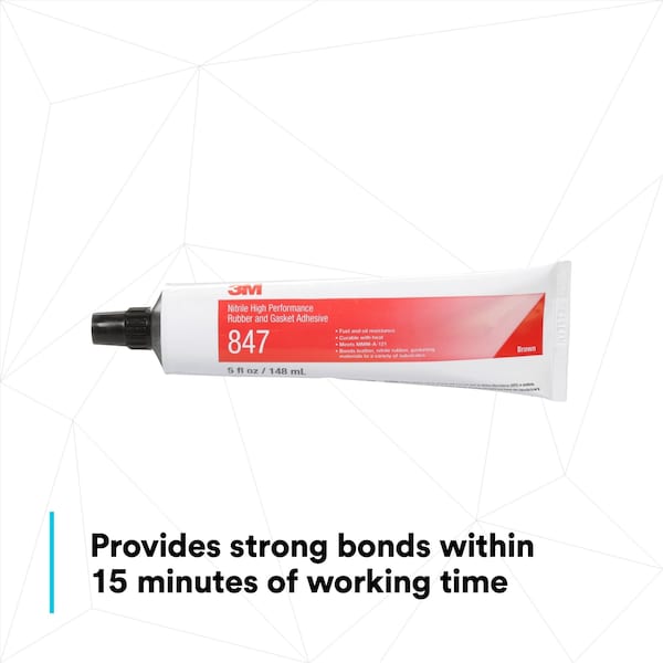 3M Rubber and Gasket Adhesive, 847, 5 fl oz, Tube, Brown - 847