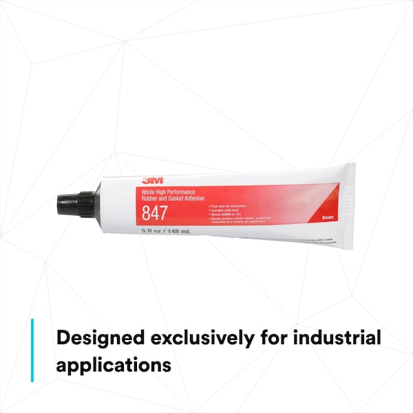 3M Rubber and Gasket Adhesive, 847, 5 fl oz, Tube, Brown - 847