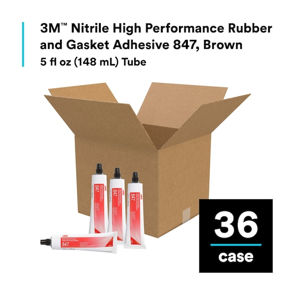 3M Rubber and Gasket Adhesive, 847, 5 fl oz, Tube, Brown - 847
