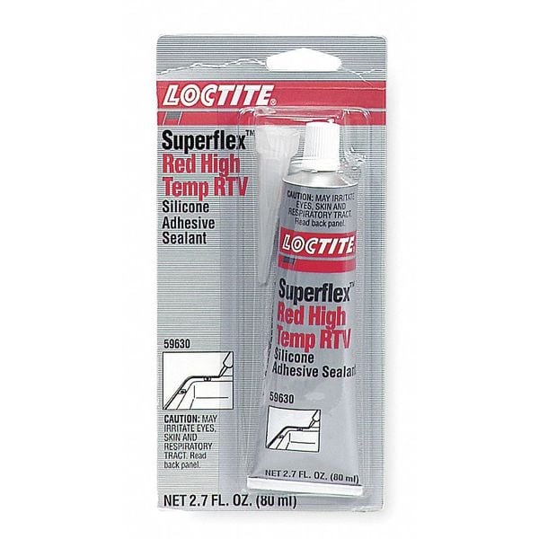 Loctite High Temp. Gasket Sealant, 80 mL, Red, Temp Range -75 to 600 Degrees F - 135507