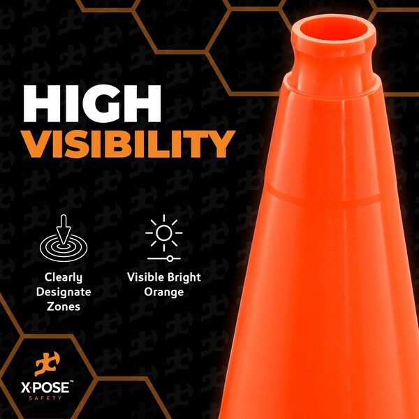Xpose Safety Traffic Safety Cone, PVC, 28 in Height, 14 in Length, Orange - OTC28-10L-FP297-X