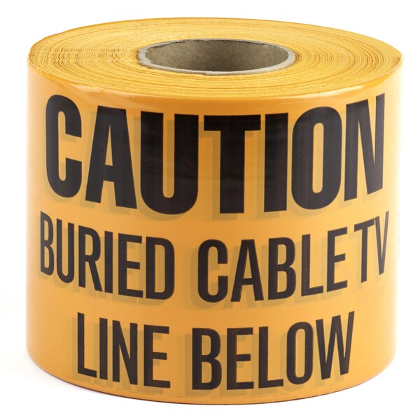 Dottie Underground Warning Tape, Caution Buried Cable TV Line Below, Orange, Polyethylene - UT25D