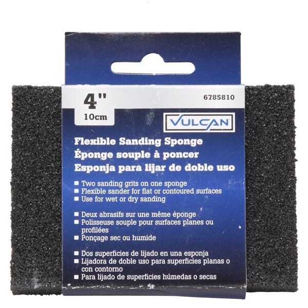 Vulcan Sanding Sponge, 4 in L, 2-3/4 in W, Fine, Medium, Corundum Abrasive - 151303L