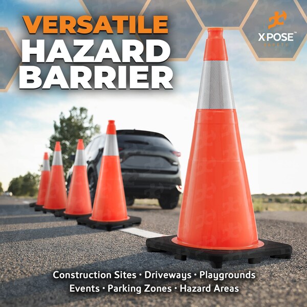 Xpose Safety Traffic Safety Cone, PVC, 28 in Height, 14 in Length, Orange - OTC28-6-HP150-X