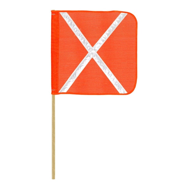 Safetywhips Warning Whip Flag, Orange Mesh, White Reflective X, 18 Length - FLAG-WD36-18MOXW