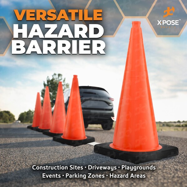 Xpose Safety Traffic Safety Cone, PVC, 28 in Height, 14 in Length, Orange - OTC28-10L-HP150-X