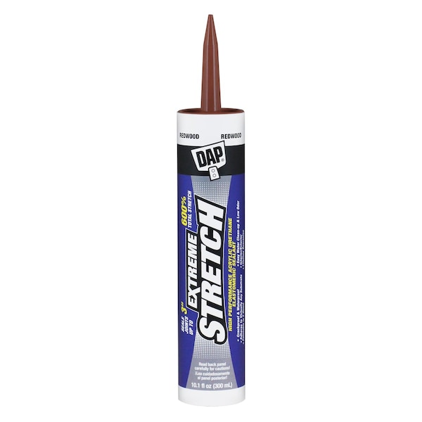Dap Extreme Stretch Acrylic Urethane P, PK12, 10 oz, Cylinder, Acrylic Urethane Base, Redwood - 7079818707