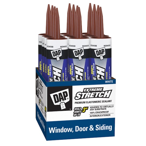 Dap Extreme Stretch Acrylic Urethane P, PK12, 10 oz, Cylinder, Acrylic Urethane Base, Redwood - 7079818707
