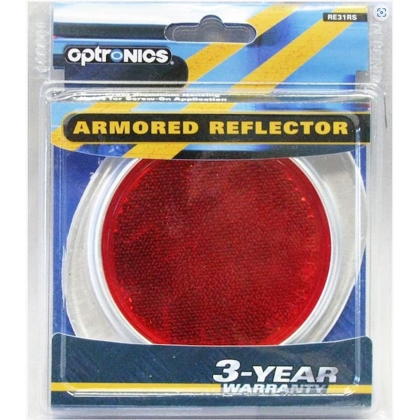 Optronics Retail Pack; 3 Armored Aluminum, Red, Screw Mount Reflector - RE31RS