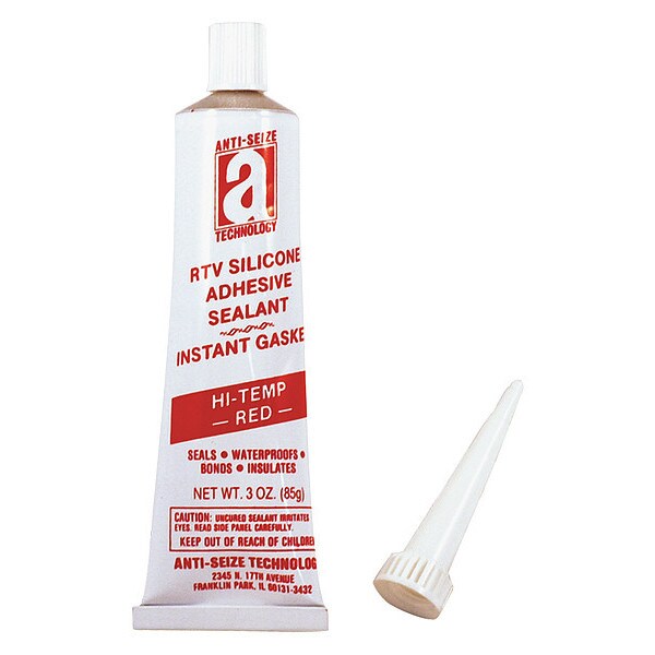 Anti-Seize Technology Waterproof RTV Silicone Sealant, 3 oz, Red, Temp Range -85 to 450 Degrees F - 27035