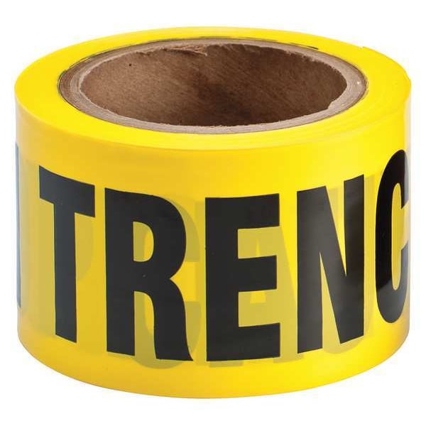 Zoro Select Barricade Tape, Caution Open Trench, Yellow, 3 in Wide x 200 ft Length, Polyethylene, 3 mil - 91227