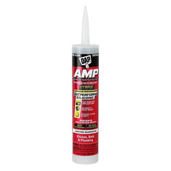 Homestead 9 oz AMP Crystal Clear Polymer Advanced Hybrid Caulk Sealant, 12PK - HO3313346