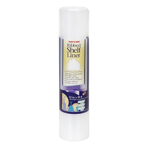 Homecare Products 12 in. x 10 ft. Clear Ribbed Non-Adhesive Shelf Liner - HO3304357