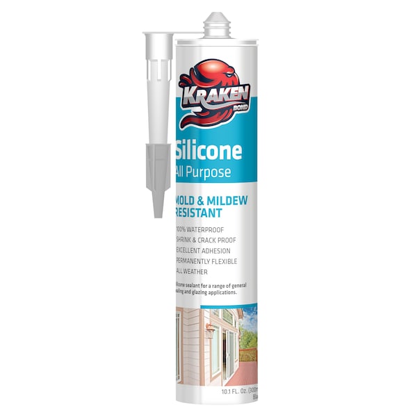 Krakenbond All Purpose RTV Silicone Sealant, 10.1 fl oz, Gray - KR100EGRASS