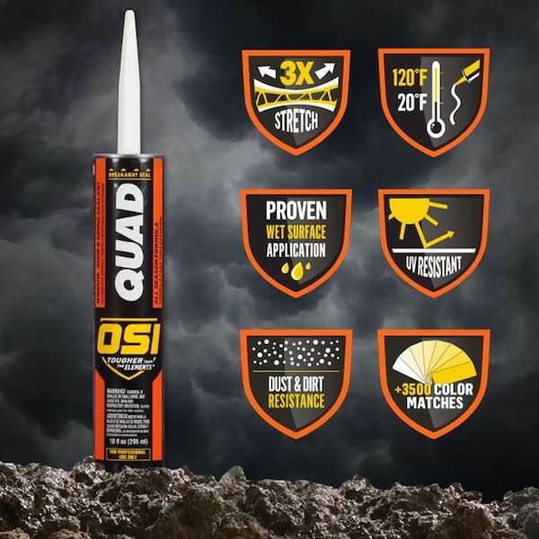 Pro Series Quad OSI QUAD Matte Clear Elastomeric Sealant 10 oz - 827837