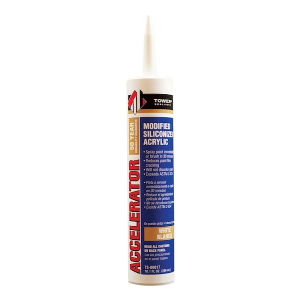 Tower Sealants Tower Sealants 1800978 Accelerator White Modified Siliconized Acrylic Sealant; 10.1 oz - Pack of 12 - 1800978