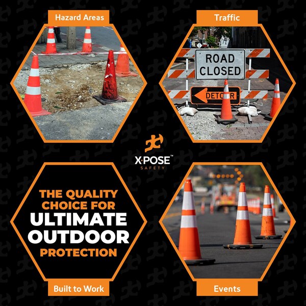 Xpose Safety Traffic Safety Cone, PVC, 28 in Height, 14 in Length, Orange - OTC28SL-64-FP297-X
