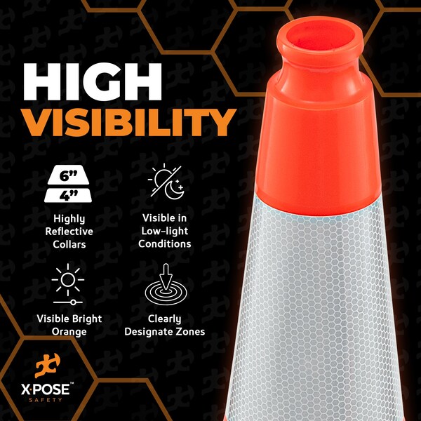 Xpose Safety Traffic Safety Cone, PVC, 28 in Height, 14 in Length, Orange - OTC28SL-64-48-X