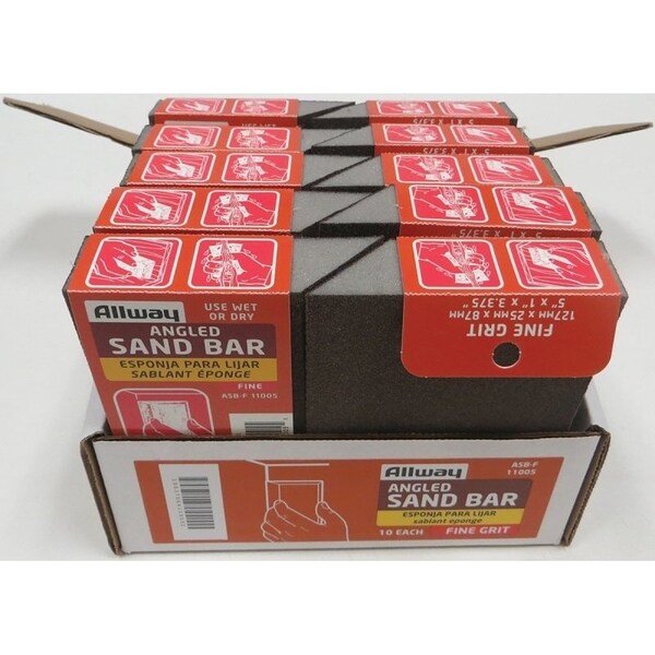 Allway Sand Bar, 5 in L, 3-1/2 in W, Fine, Aluminum Oxide Abrasive - ASB-F