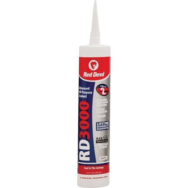 Red Devil 0 Advanced Sealant, White, 1 day Curing, 20 to 120 deg F, 9 oz Cartridge - 986