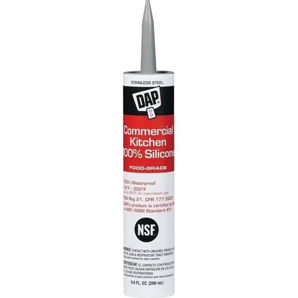 Dap 9.8 oz, Cartridge, Stainless Steel, 100% Silicone Base - 08660