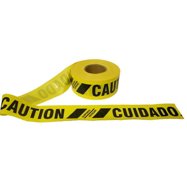 Cordova Barricade Tape, CAUTION/CUIDADO, 6 mil, 12PK - TR60103