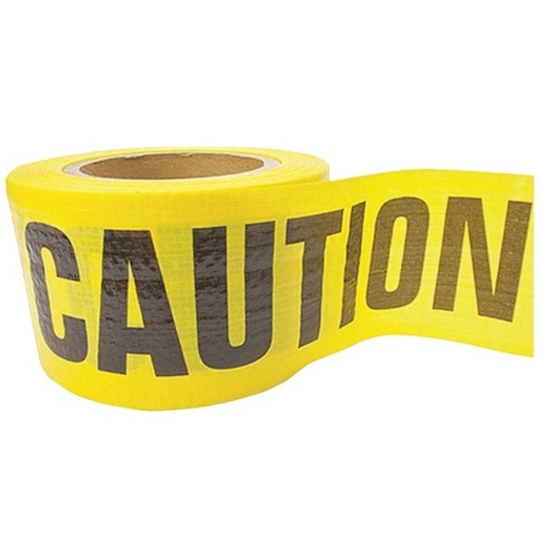 C.H. Hanson Reinforced Barricade Tape, 500 ft L, 3 in W, Yellow, Polyethylene - 16030