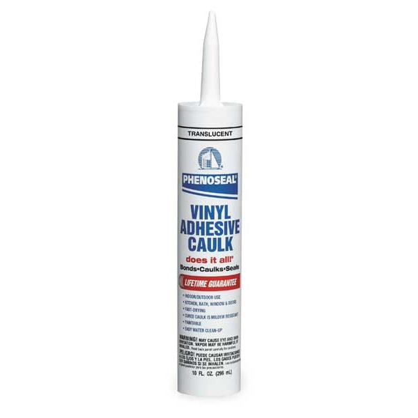 Dap Acrylic Latex Adhesive Caulk, 10 oz, Cartridge, Clear, Acrylic Latex Base, Phenoseal - 51136-00006