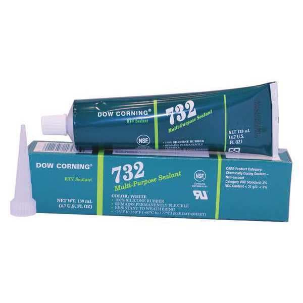 Dowsil Silicone Sealant, 4 oz, Tube, White, Silicone Base, 732 - 3138372