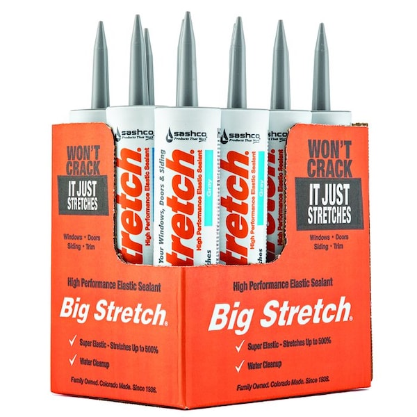 Big Stretch 10.5 Oz Sashco 10010 Gray Big Stretch Water-Based Elastomeric Sealant - 10010