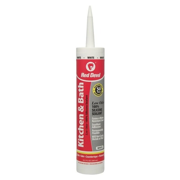 Red Devil 0 Silicone Sealant, White, 24 hr Curing, 60 to 400 deg F, 101 oz Cartridge - 836