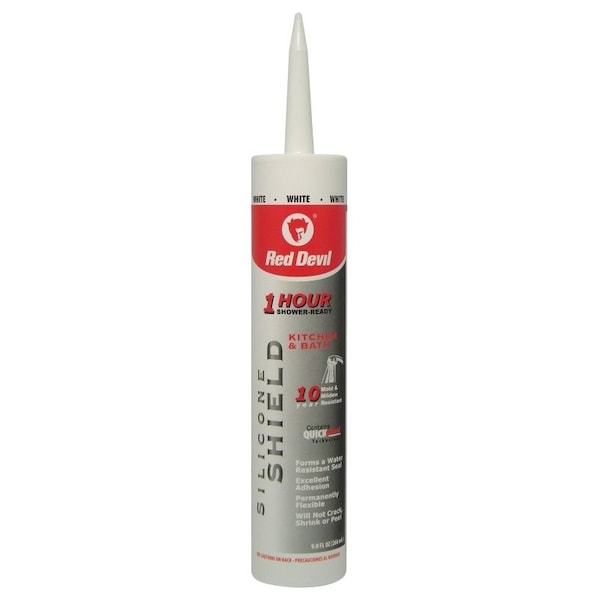 Red Devil 1 hr Shower Sealant, White, 24 hr Curing, 10 to 100 deg F, 9 floz Cartridge - 0816KB