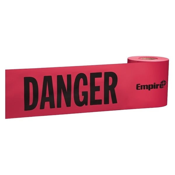Empire Level Barricade Tape, 200 ft L, 3 in W, Plastic Backing, Red - 77-0204