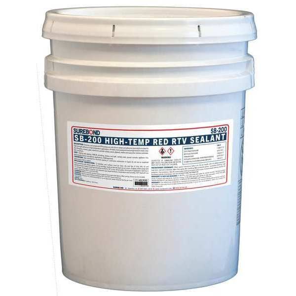 Surebond Acetoxy Cure RTV Silicone Sealant, 5 gal, Red, Temp Range -62 to 500 Degrees F - SB-200 P RE