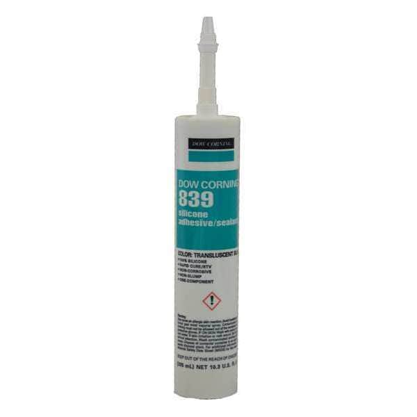 Dowsil Silicone Adhesive Sealant, 10 oz, Cartridge, White, Silicone Base, 839 - 3138496