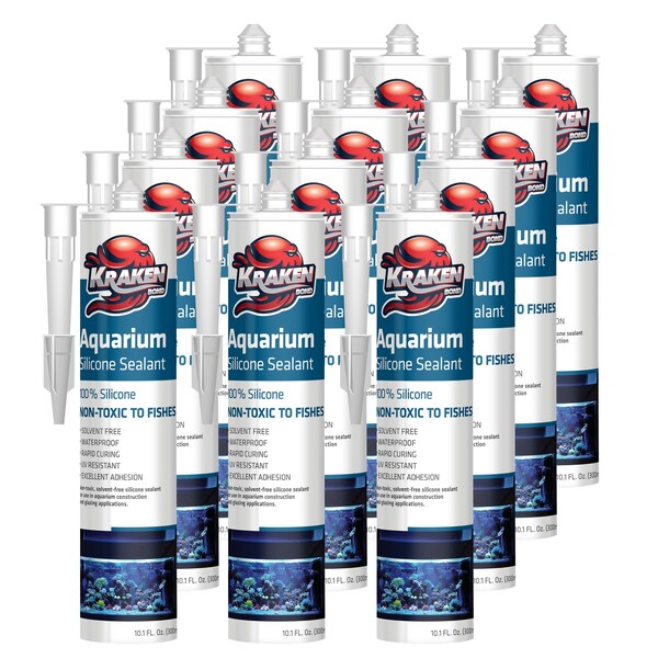 Krakenbond Krakenbond Aquarium Silicone, Non Toxic, %100 Silicone, 10.1 fl. oz, Clear, 12PK - KR102YASS-12